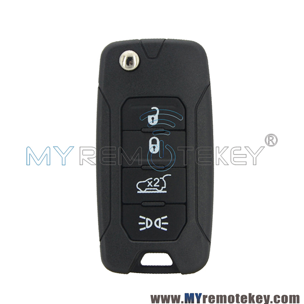 2ADFTF15AM433TX Flip key 4 button 433Mhz MEGAMOS 48 AES chip /4A chip can optional  SIP22 blade for Jeep Renegade 2015-2018