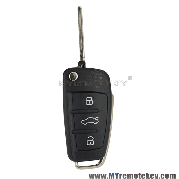 4F0837220AF 433mhz keyless go Flip key 3 button 4F0837220AJ 315Mhz ID8E chip for 2005-2011 Audi A6 Q7