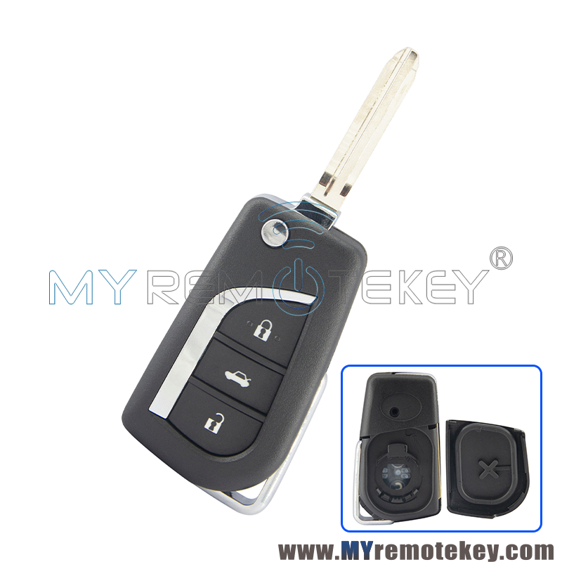 Flip remote key shell 3 button TOY43 / TOY48 / VA2 blade for Toyota Camry