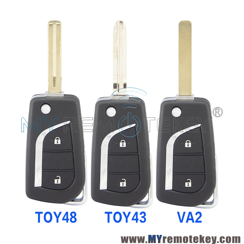 PN 89070-12A20 Flip remote key shell 2 button VA2 / TOY48 / TOY43 blade for Toyota Yaris Camry RAV4 Collara