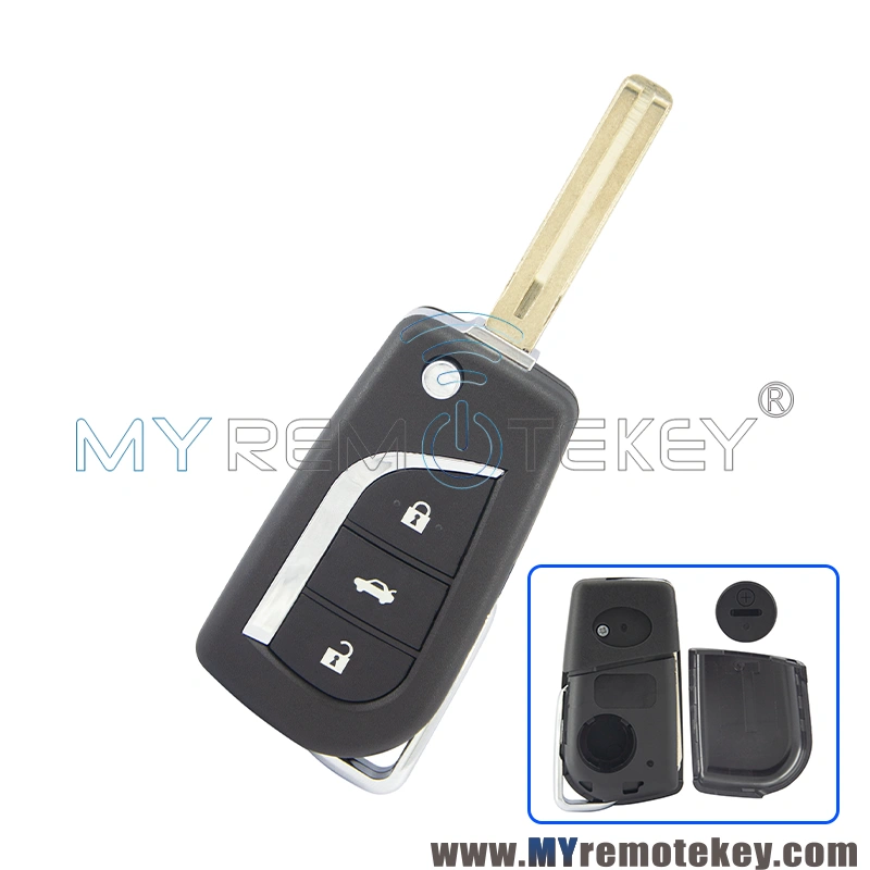 PN 89070-05030 Flip remote key shell 3 button TOY43 / TOY48 / VA2 blade for Toyota AVENSIS PRIUS RAV VERSO