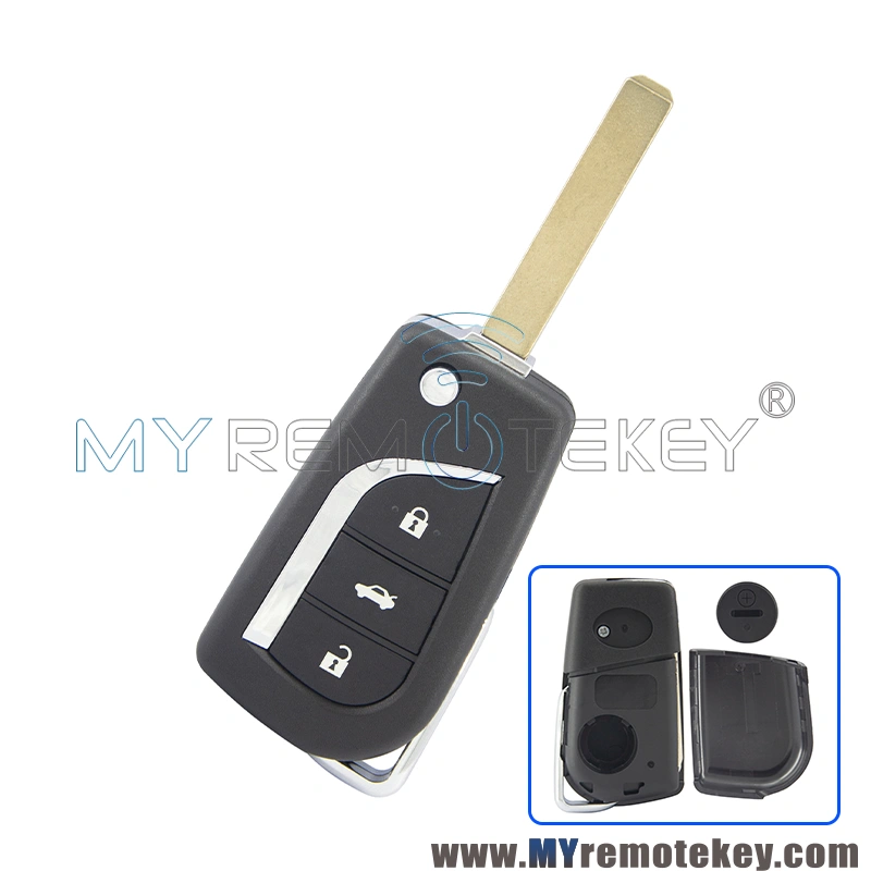 PN 89070-05030 Flip remote key shell 3 button TOY43 / TOY48 / VA2 blade for Toyota AVENSIS PRIUS RAV VERSO