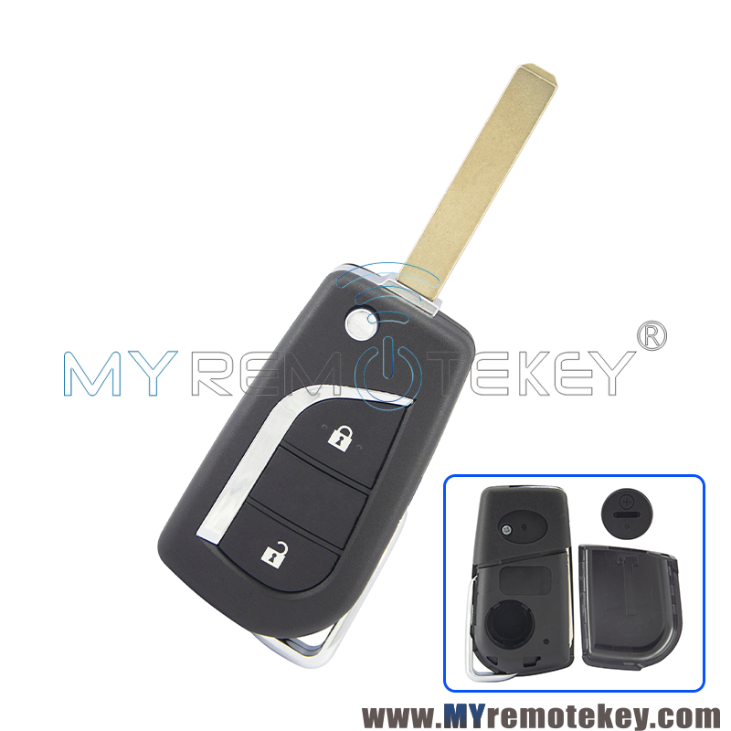 PN 89070-12A20 Flip remote key shell 2 button VA2 / TOY48 / TOY43 blade for Toyota Yaris Camry RAV4 Collara