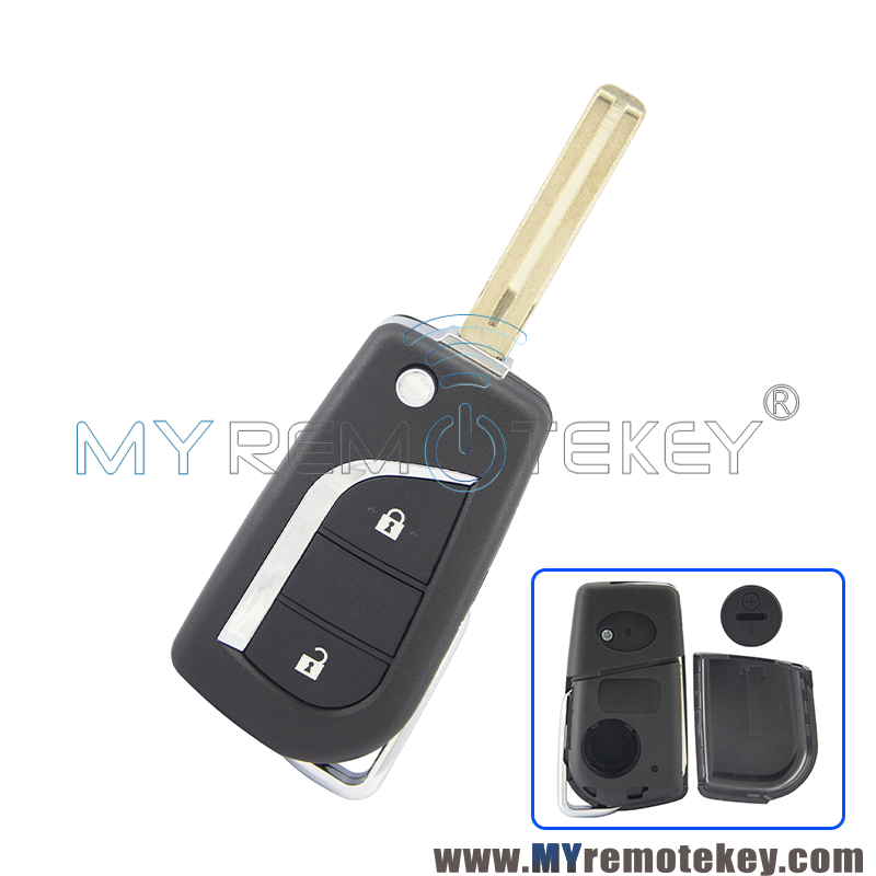 PN 89070-12A20 Flip remote key shell 2 button VA2 / TOY48 / TOY43 blade for Toyota Yaris Camry RAV4 Collara