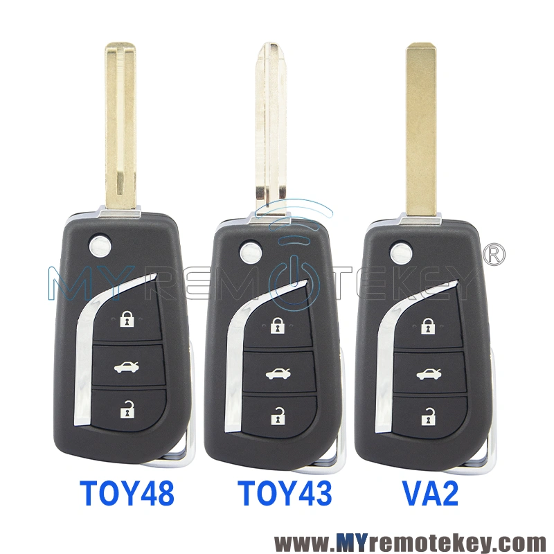 PN 89070-05030 Flip remote key shell 3 button TOY43 / TOY48 / VA2 blade for Toyota AVENSIS PRIUS RAV VERSO