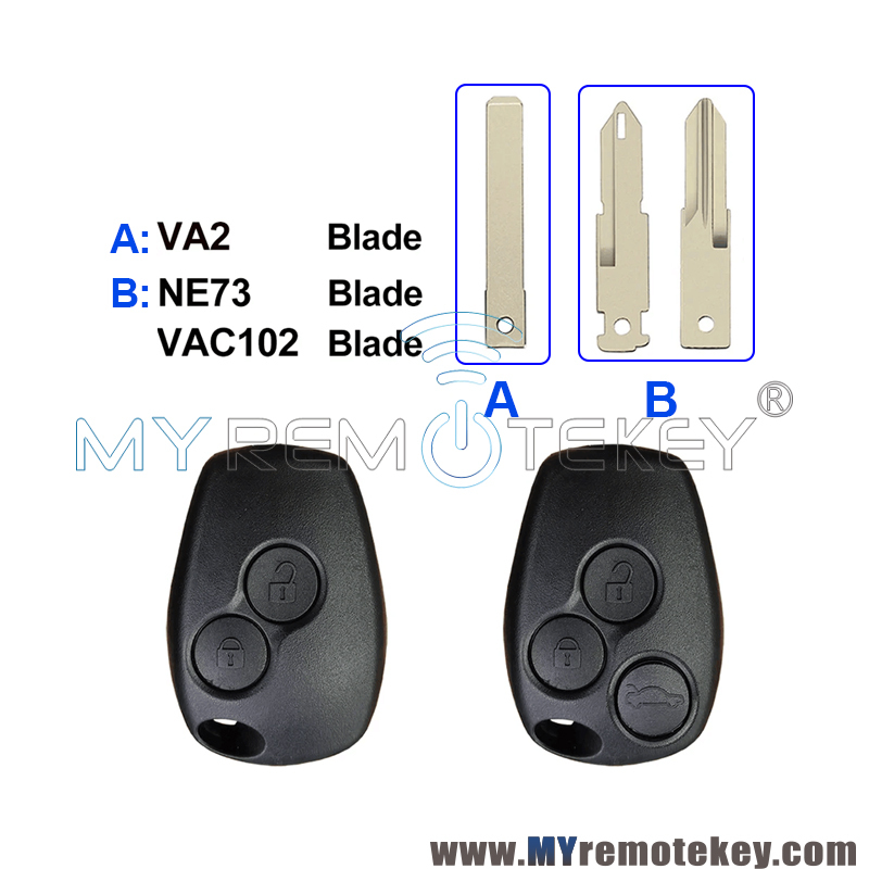 (No blade) Remote key shell 2/3 button for Renault Trafic Twingo Clio Modus Kangoo Master Megane Laguna Duster Logan Sandero