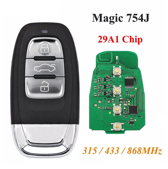 JYGC JMD Magic Keyless Go 754J 3 Buttons Smart Car Key for Audi A4 A5 A6L A7 A8 Q5 VW PHIDEON 315/433/868Mhz 29A1 Chip