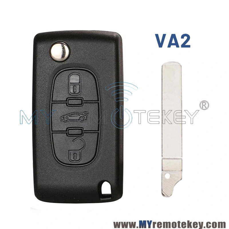 Llave Plegable Peugeot De 3 Botones - Hoja De La Llave Recta Pila En La Carcasa Pulsador Para El Maletero