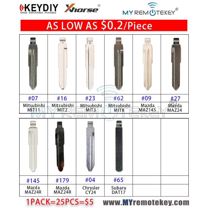 1 bag/25pcs KEYDIY VVDI Universal Flip Key Blade For Mitsubishi Mazda ...