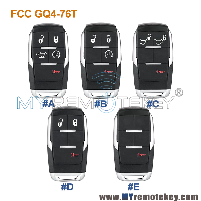 FCC GQ4-76T Smart key 433Mhz 4A Chip for 2019-2021 Dodge Ram 2500 3500 ...