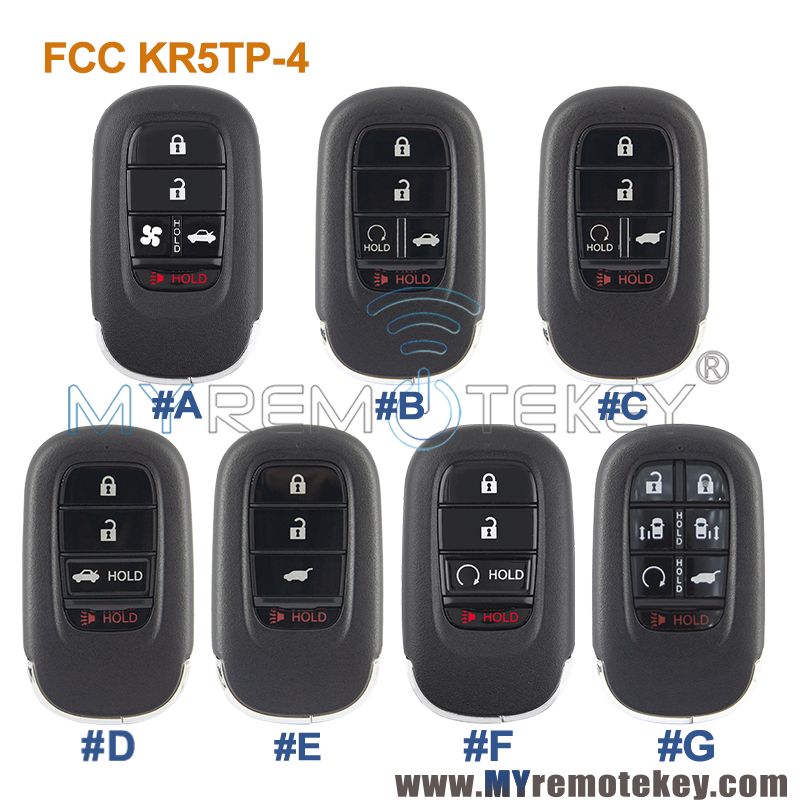 FCC KR5TP-4 Smart Key 434 MHz 4A chip For 2022-2024 Honda Accord Civic CRV
