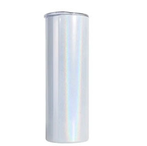 USA RTS 20oz 30oz sublimation blank rainbow shimmer glitter straight tumbler with plastic straw