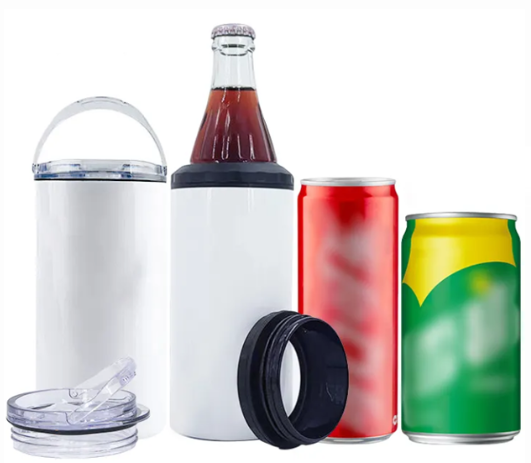 USA RTS 16oz Sublimation Blank 4 in 1 Can Cooler With Dual Lid