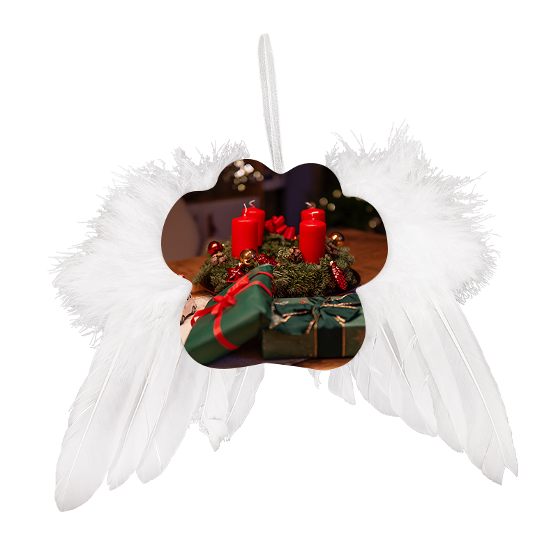 CHINESE WAREHOUSE MDF Sublimation Angel Wing Ornament For Christmas