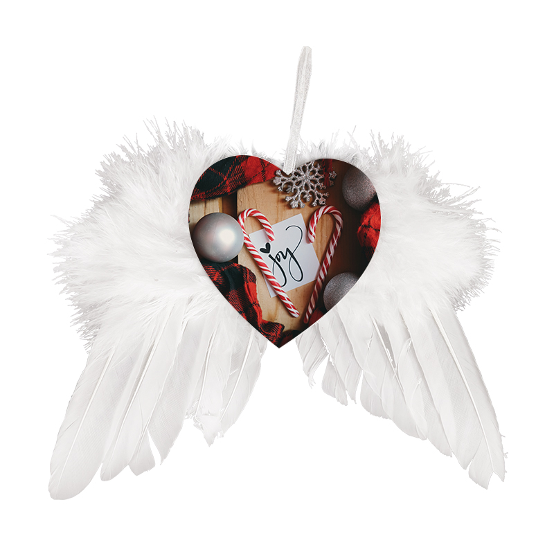 CHINESE WAREHOUSE MDF Sublimation Angel Wing Ornament For Christmas