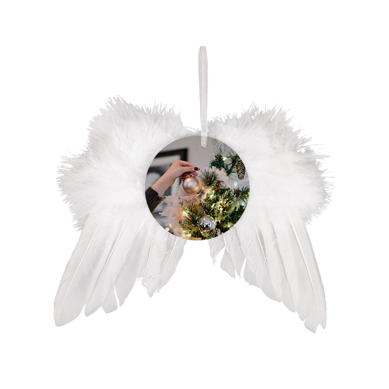 CHINESE WAREHOUSE MDF Sublimation Angel Wing Ornament For Christmas