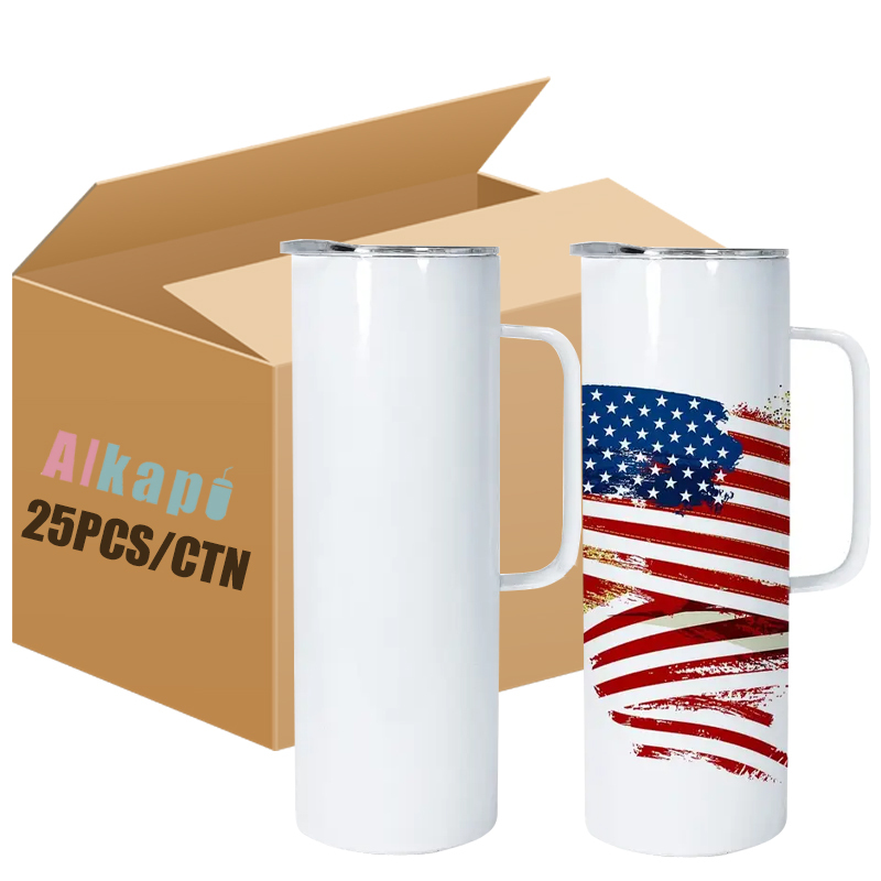 USA RTS 20oz Sublimation Blank Straight Tumbler With Handle