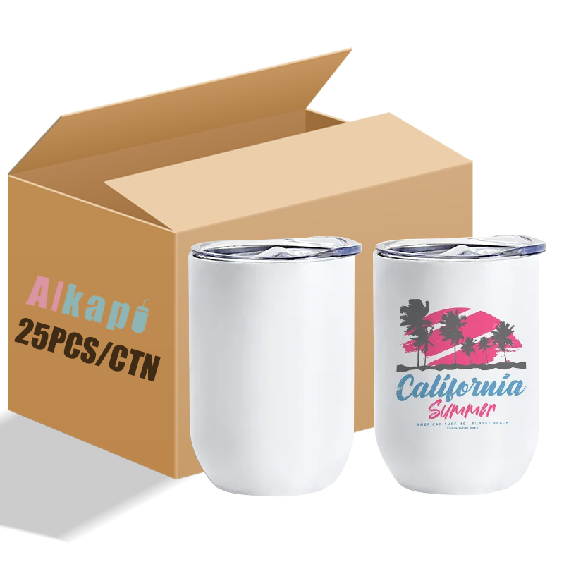 USA RTS 12oz Sublimation Blank Straight Egg Shaped Wine Tumbler