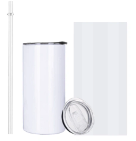 USA RTS 15oz Sublimation Blank Straight Tumbler With Plastic Straw