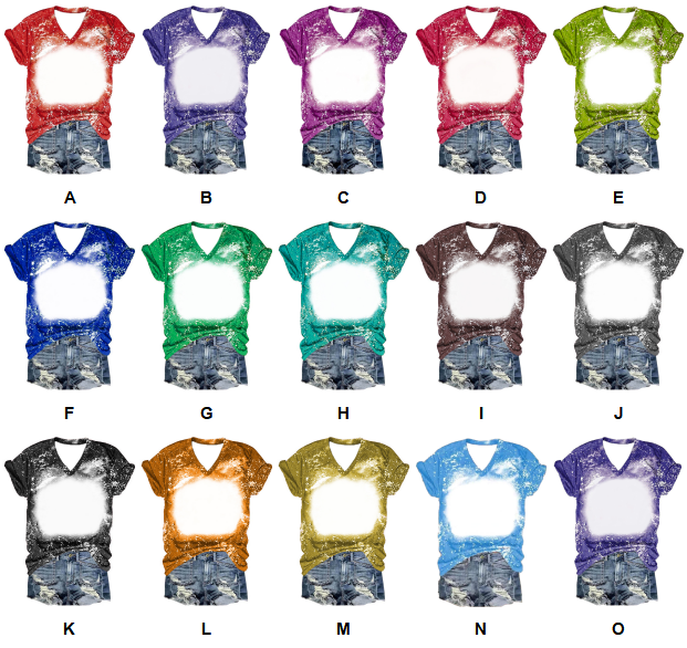 USA RTS Sublimation Bleached Colorful T-shirts