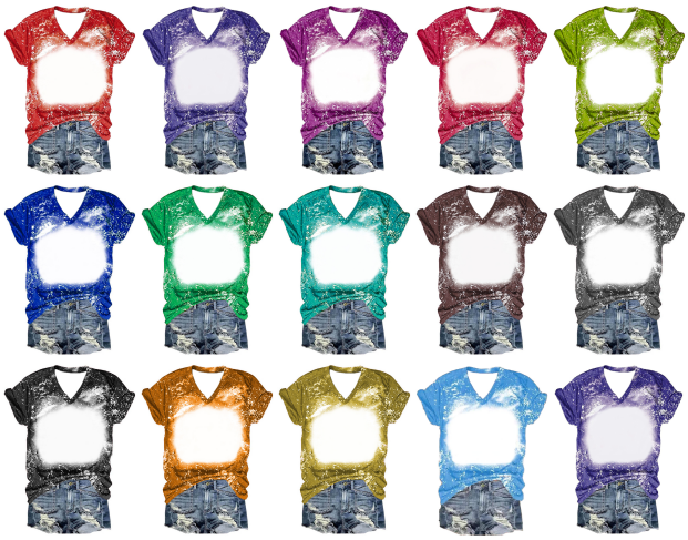 USA RTS Sublimation Bleached Colorful T-shirts
