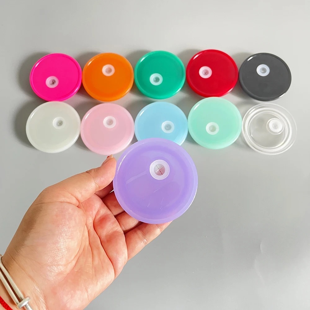 Chinese Warehouse Sublimation Blank Colorful Plastic Lid For 16oz Glass Tumbler
