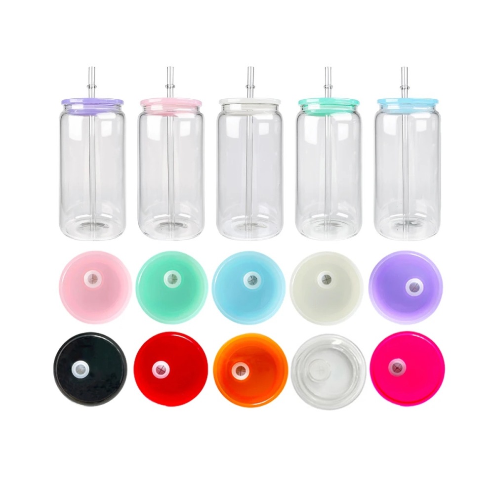 Chinese Warehouse Sublimation Blank Colorful Plastic Lid For 16oz Glass Tumbler