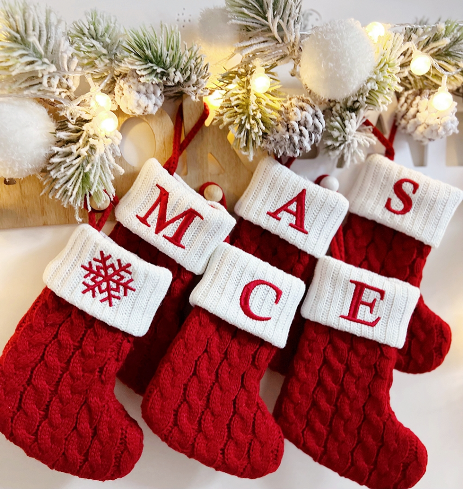 Chinese Warehouse Christmas Knitting Sock with Word
