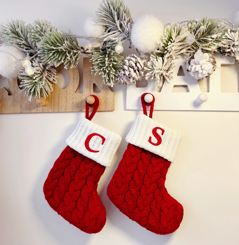 Chinese Warehouse Christmas Knitting Sock with Word