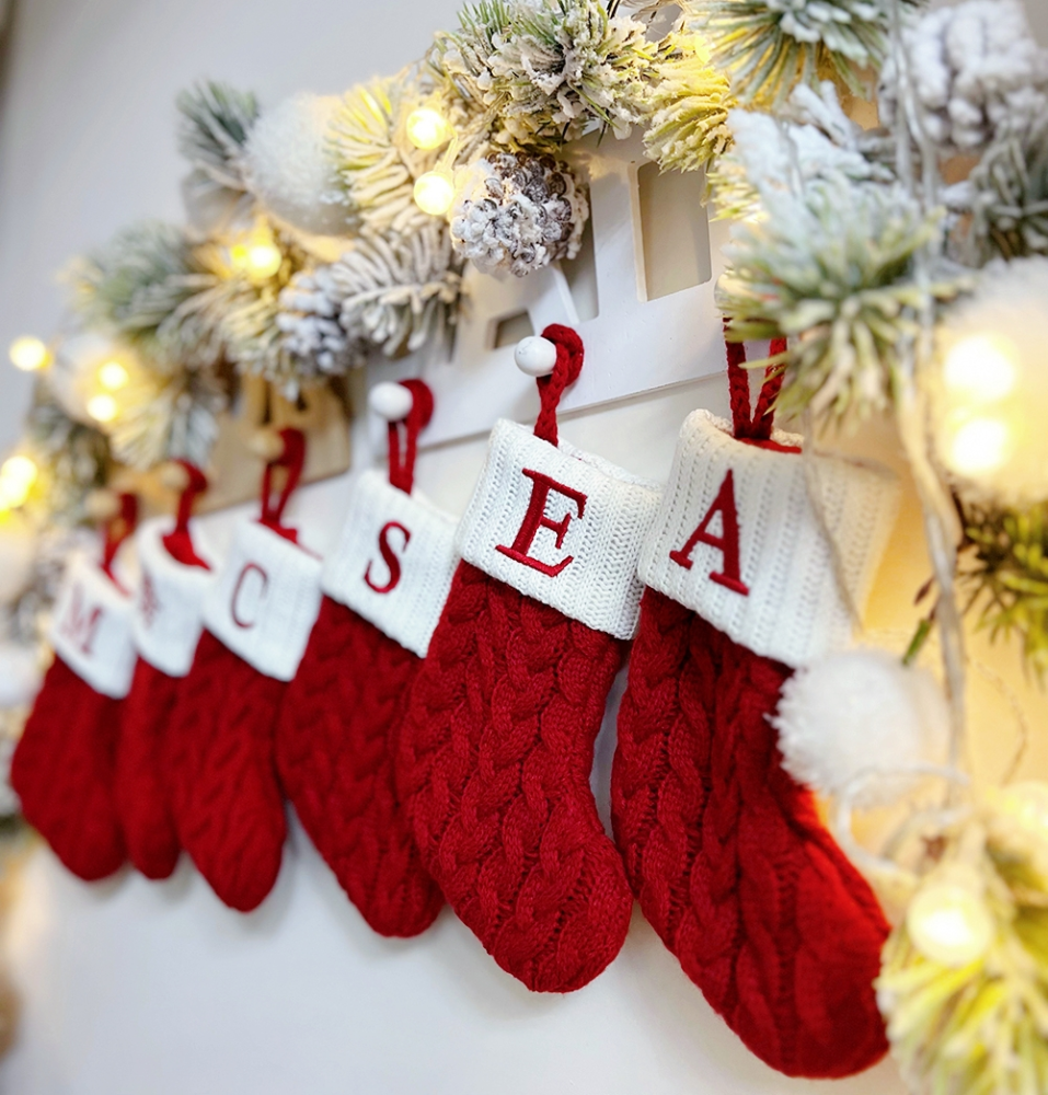 Chinese Warehouse Christmas Knitting Sock with Word
