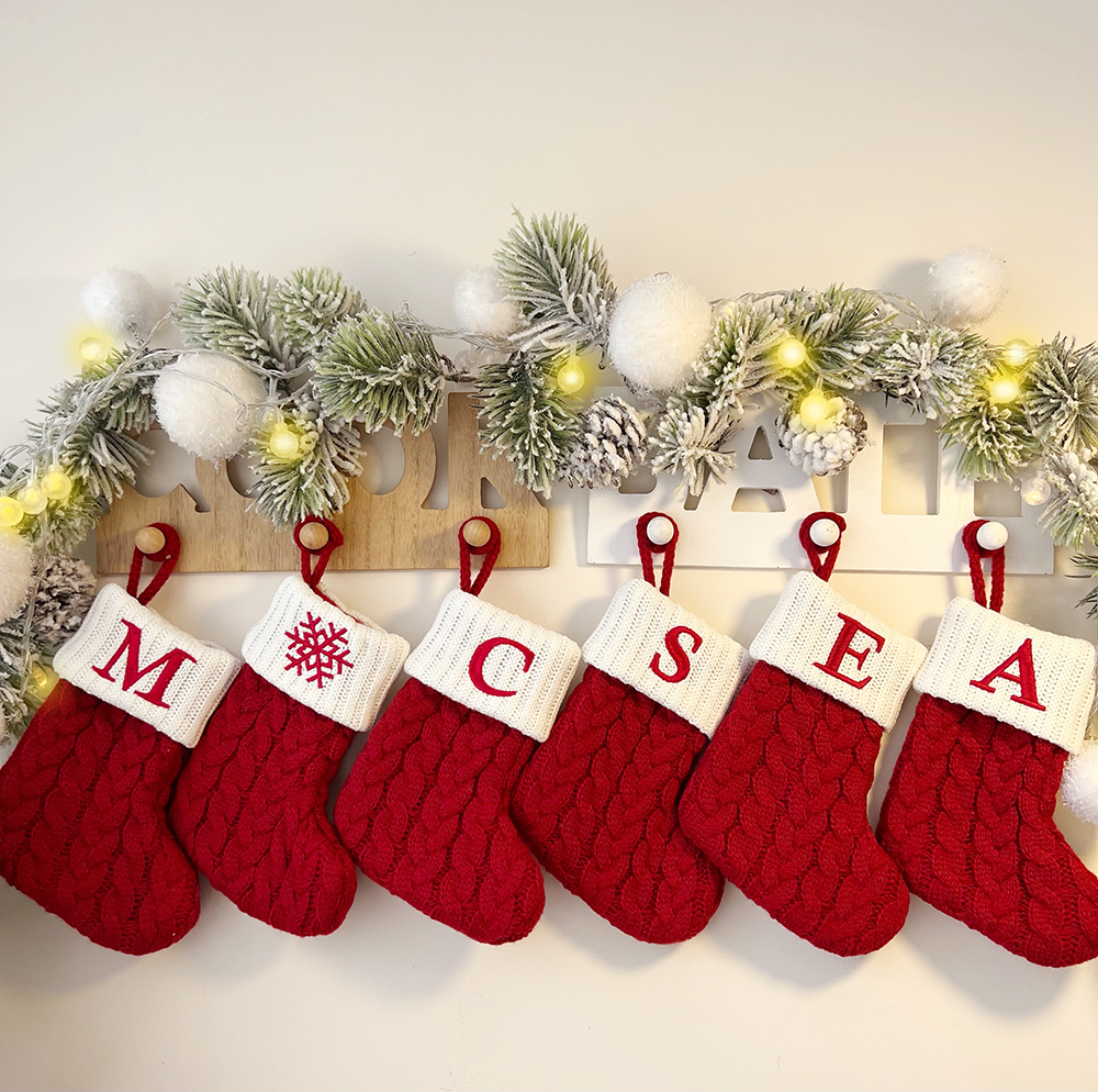 Chinese Warehouse Christmas Knitting Sock with Word