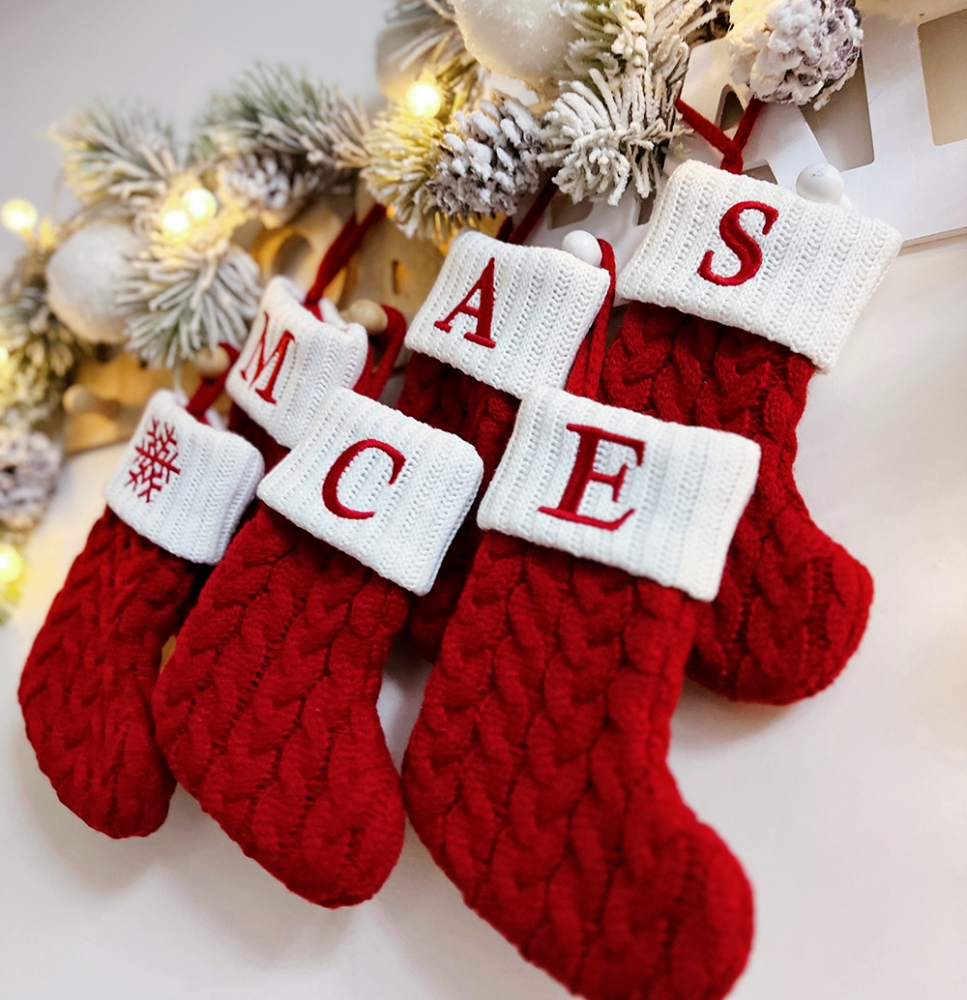 Chinese Warehouse Christmas Knitting Sock with Word