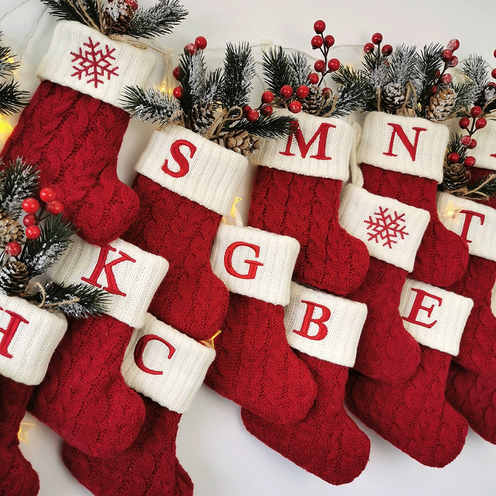 Chinese Warehouse Christmas Knitting Sock with Word