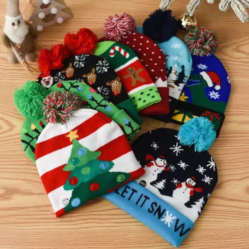 Chinese Warehouse Christmas LED Light Knitted Hat for Adults Mixed Styles