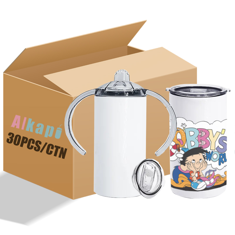 USA RTS 12oz Sublimation Blank Straight Sippy Tumbler With Dual Lid