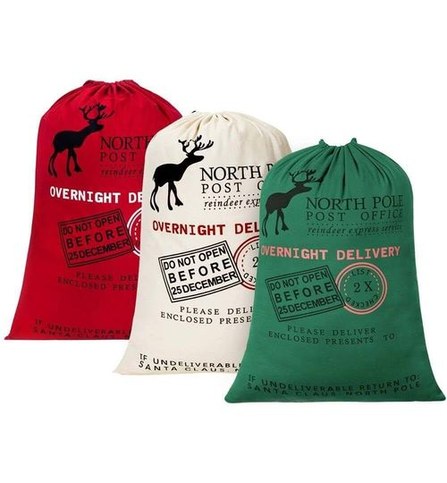 Chinese Warehouse Sublimation Blank 19.7*27.5 inch Colorful Santa Sack For Christmas