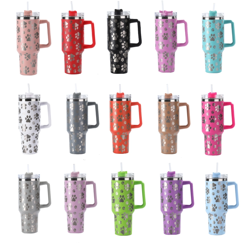 Chinese Warehouse 40oz Powder Coated Tumbler With Paw Print