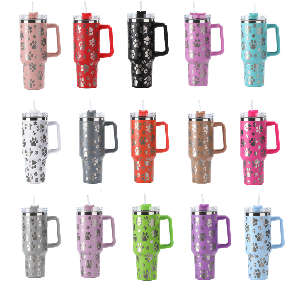 Chinese Warehouse 40oz Powder Coated Tumbler With Paw Print