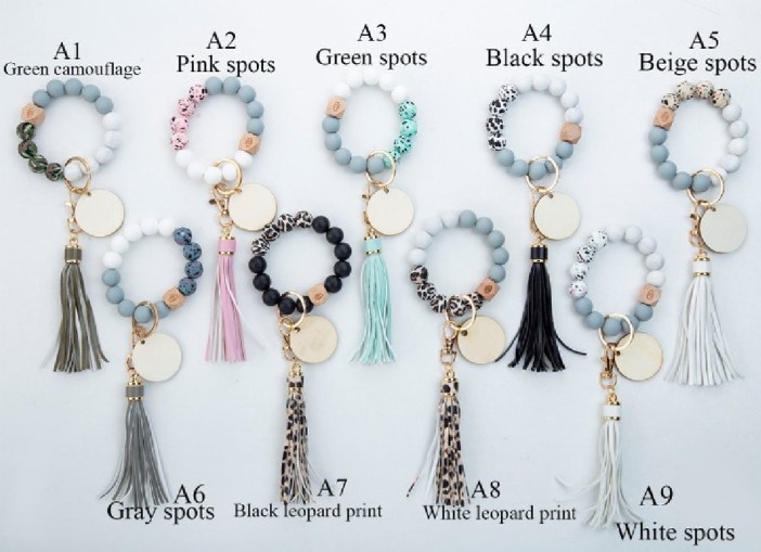 CHINESE WAREHOUSE Mixed color Silicone Bracelet with MDF sublimation part and leather tassel