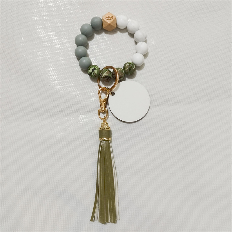 CHINESE WAREHOUSE Mixed color Silicone Bracelet with MDF sublimation part and leather tassel