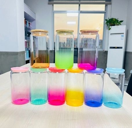 CHINESE WAREHOUSE 16oz Ombre Jelly Sublimation Glass Mug