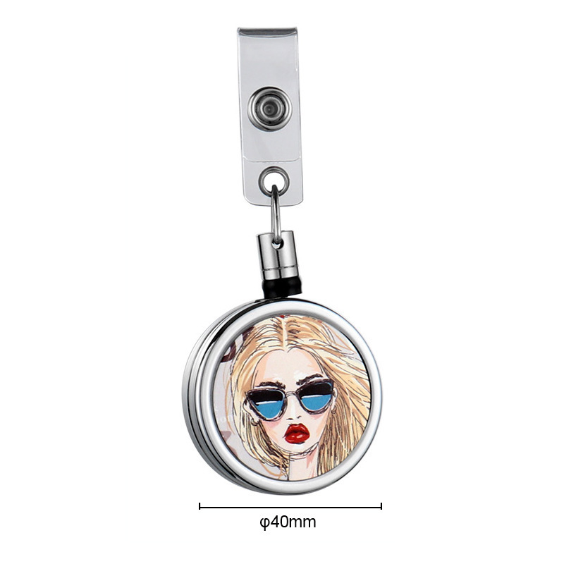 CHINESE WAREHOUSE Sublimation Blank Metal Telescopic Badge Reel Buckle with Back Clip