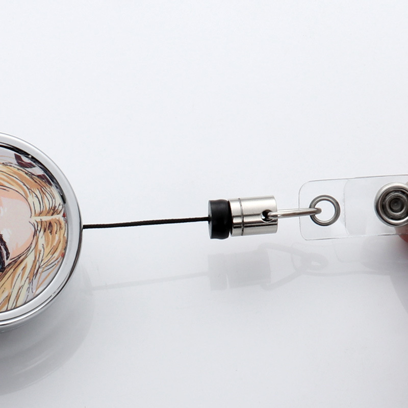 CHINESE WAREHOUSE Sublimation Blank Metal Telescopic Badge Reel Buckle with Back Clip