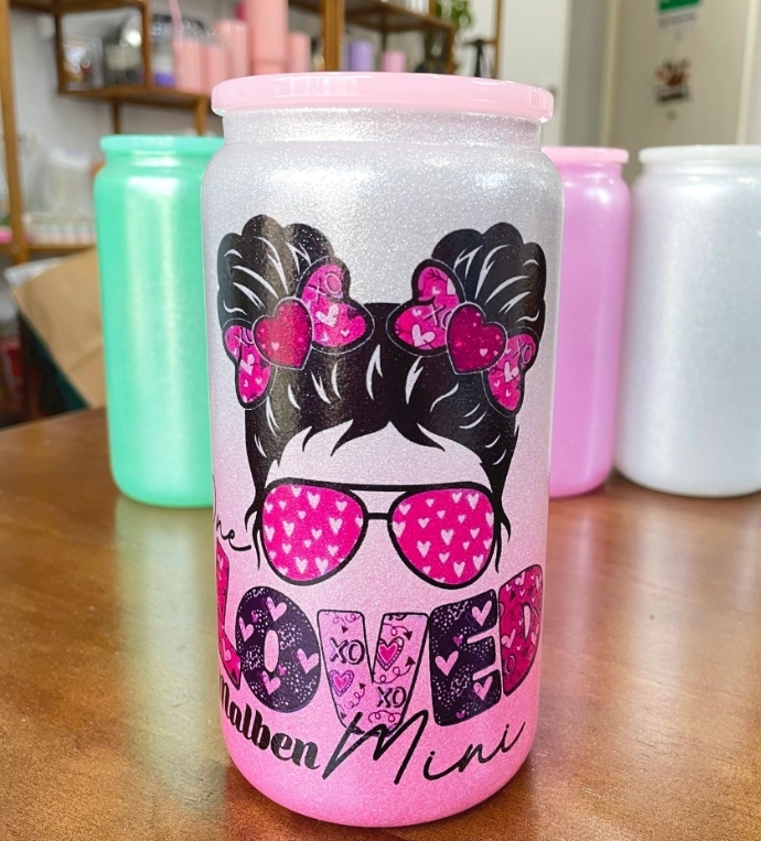 CHINESE WAREHOUSE 16oz Solid Luxury Powder Glitter Sublimation Glass Tumblers