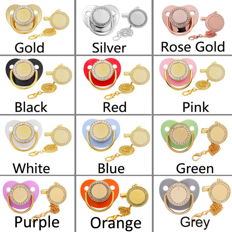 CHINESE WAREHOUSE Sublimation Silicone Baby Pacifier Chain Clip