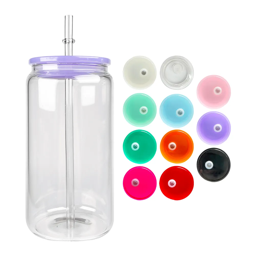 Chinese Warehouse Sublimation Blank Colorful Plastic Lid For 16oz Glass Tumbler