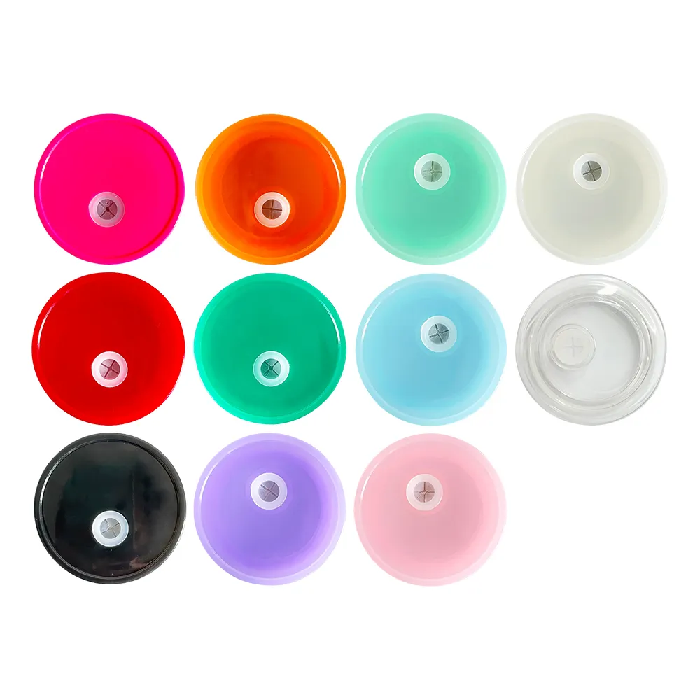 Chinese Warehouse Sublimation Blank Colorful Plastic Lid For 16oz Glass Tumbler