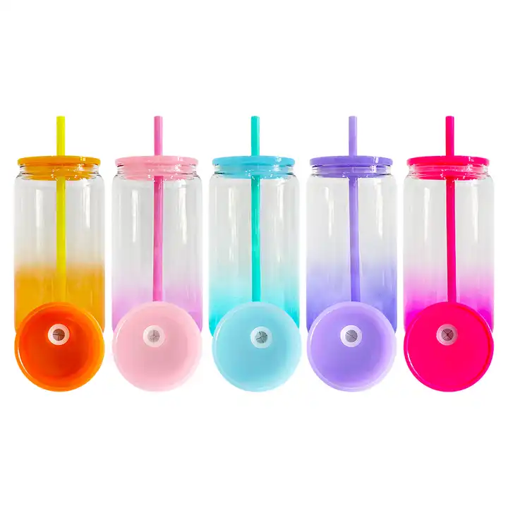 CHINESE WAREHOUSE 16oz Ombre Jelly Sublimation Glass Mug