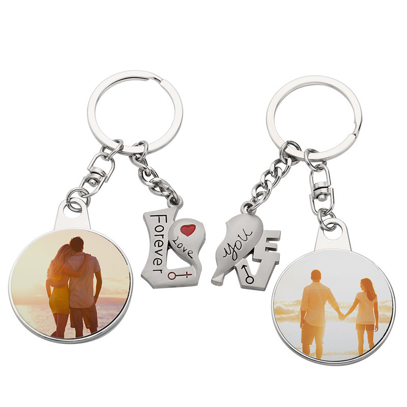 CHINESE WAREHOUSE Valentine's Day A Pair Heart Sublimation Blank Keychain