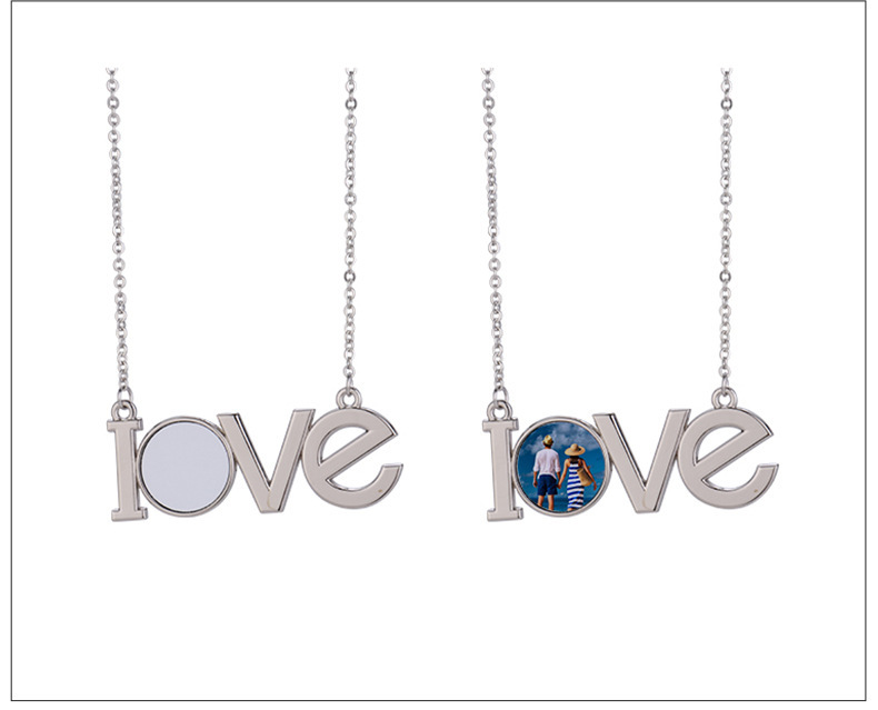 CHINESE WAREHOUSE Valentine's Day LOVE Sublimation Blank Necklack
